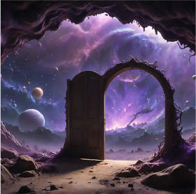 A dreamy portal into unknown worlds concept.